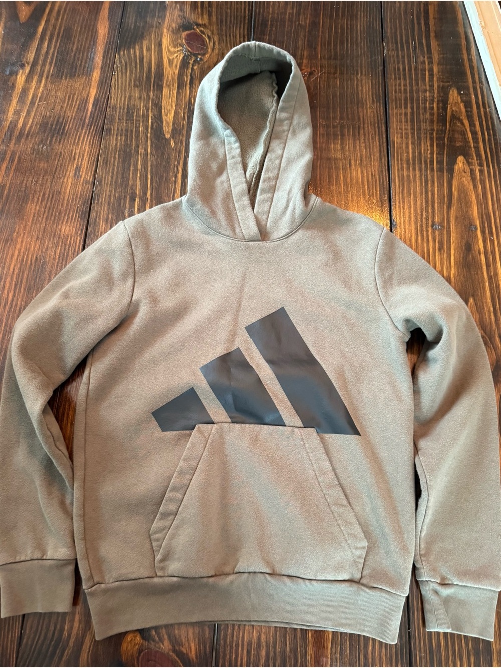 adidas kids Crewneck Hoodie in Army Green with Black Logo
